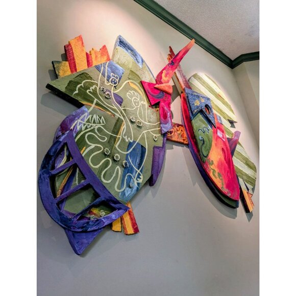 Colorful Abstract Mixed Media Wall Art Sculpture 6' x 9' - Picture 2 of 3